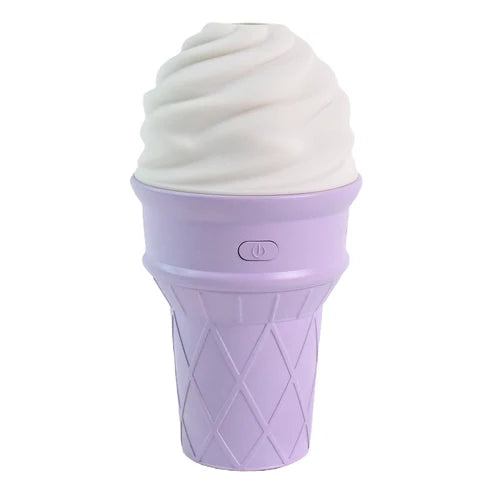 Ice Cream Cone Shape USB Humidifier with LED Night Light | Portable Cool Mist Aroma Diffuser & Air Freshener for Home, Office & Bedroom (Purple)