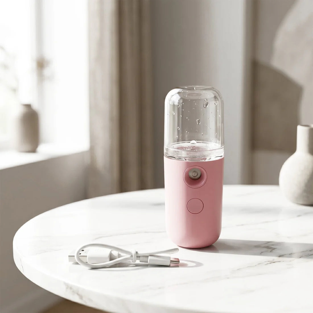 Mini Nano Mist Sprayer USB Rechargeable Portable Face Steamer & Facial Humidifier | Ultra-Fine Mist Skin Hydration Device for Home, Office & Travel