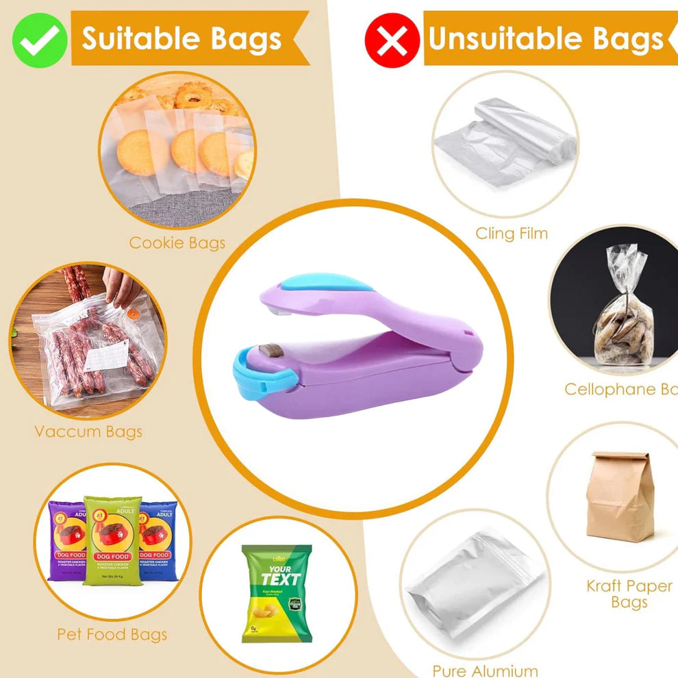 Portable Mini Heat Sealer – Handheld Plastic Bag Sealing Machine | Keep Food Fresh Longer