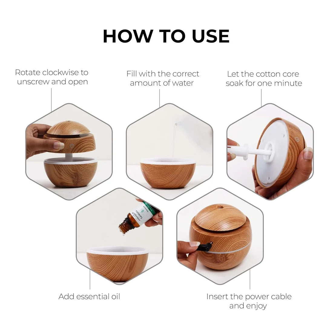 Ultrasonic Aroma Diffuser Humidifier 200ML with LED Light | USB Cool Mist Air Humidifier for Home, Office, Bedroom & Yoga Room