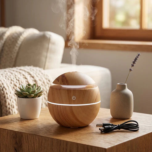 Ultrasonic Aroma Diffuser Humidifier 200ML with LED Light | USB Cool Mist Air Humidifier for Home, Office, Bedroom & Yoga Room