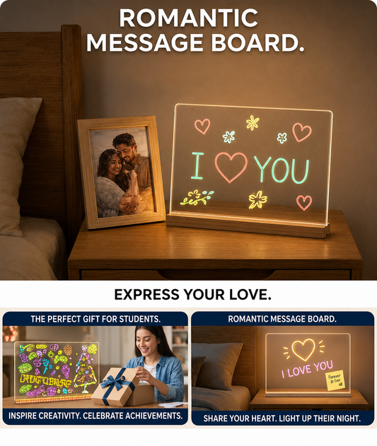 GlowWrite™ LED Message Board – Neon Writing Board with 7 Color Markers