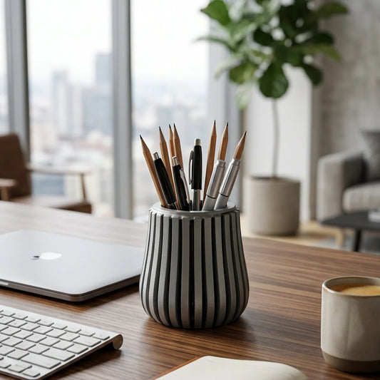 Premium Wooden Desk Organizer Pen Holder – Stylish Office & Study Table Stationery Stand