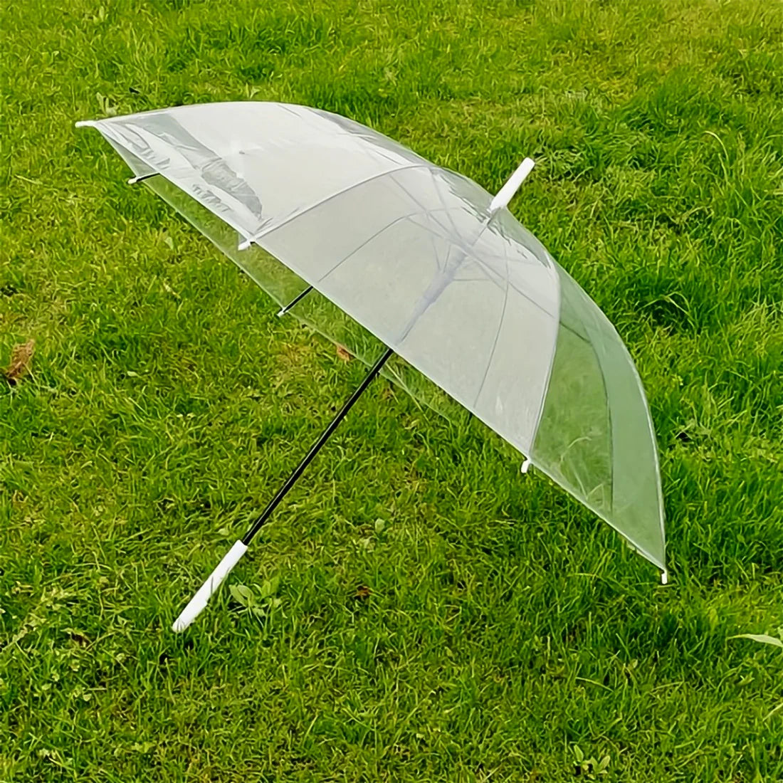☔Premium Transparent Dome Umbrella with Curved Handle | Windproof Clear Bubble Rain Umbrella for Men, Women & Teens