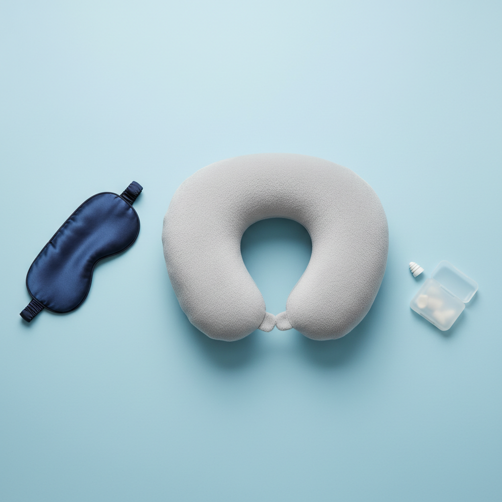 TravelEase™ 3-in-1 Travel Comfort Kit — Neck Pillow, Eye Mask & Earplugs Set