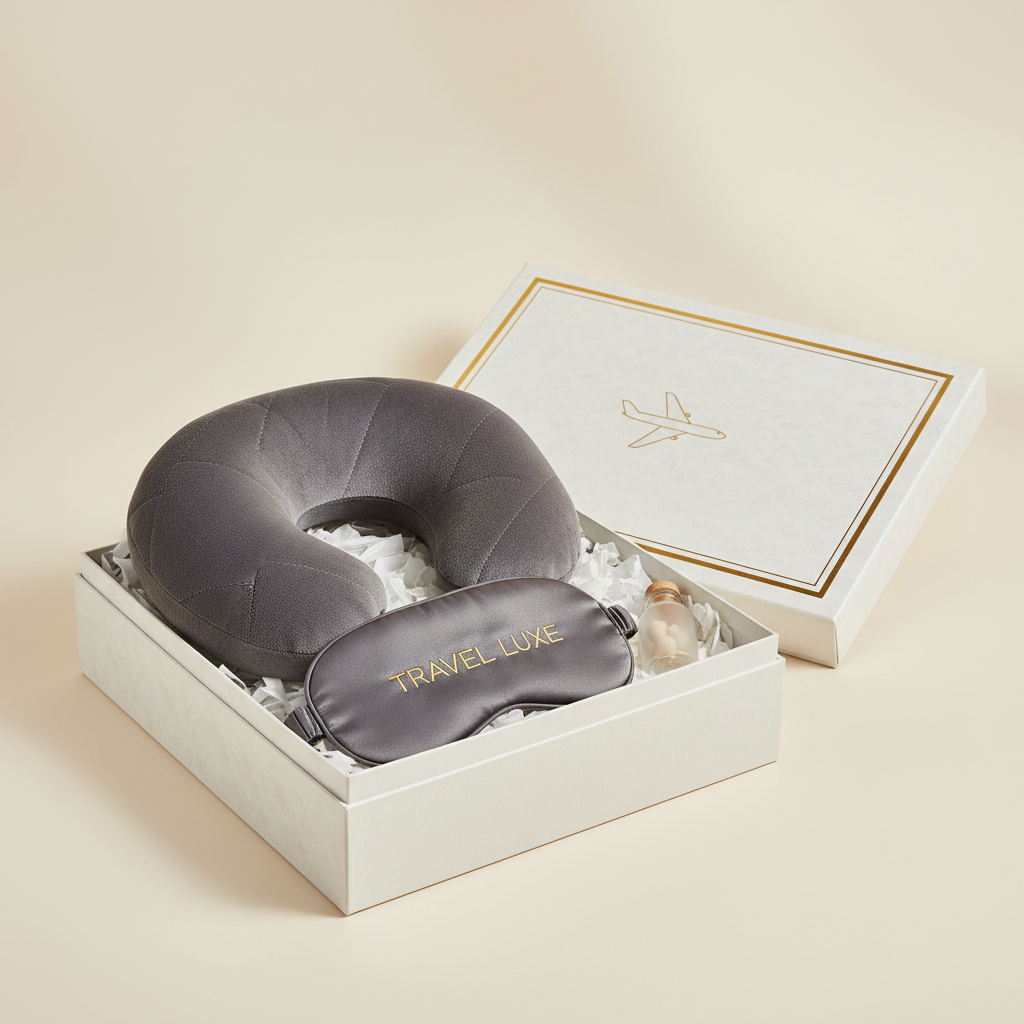 TravelEase™ 3-in-1 Travel Comfort Kit — Neck Pillow, Eye Mask & Earplugs Set